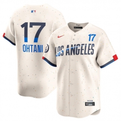 Men Los Angeles Dodgers 17  Shohei Ohtani Cream 2024 City Connect Limited Stitched Baseball Jersey