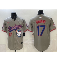 Men Los Angeles Dodgers  17 Shohei Ohtani Grey Hello Kitty Night 2025 World Series Champions Patch Stitched Baseball Jersey