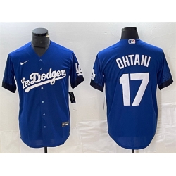 Men Los Angeles Dodgers 17 Shohei Ohtani Royal City Connect Cool Base With Patch Stitched Baseball Jersey