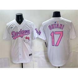 Men Los Angeles Dodgers  17 Shohei Ohtani White 2025 Hello Kitty Vapor Limited Stitched Baseball Jersey Run Small 