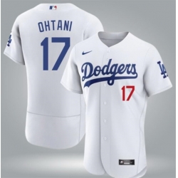 Men Los Angeles Dodgers 17 Shohei Ohtani White Flex Base Stitched Baseball Jersey