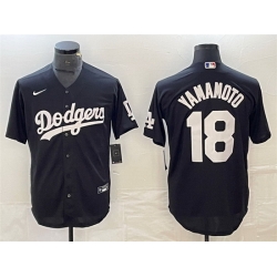 Men Los Angeles Dodgers 18 Yoshinobu Yamamoto Black Cool Base Stitched Jersey