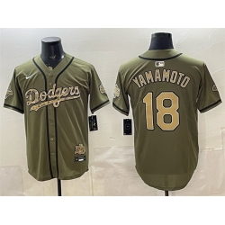 Men Los Angeles Dodgers  18 Yoshinobu Yamamoto Military Appreciation Game Day Stitched Baseball Jersey