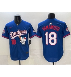 Men Los Angeles Dodgers 18 Yoshinobu Yamamoto Royal Hello Kitty Night 2025 World Series Champions Patch Stitched Baseball Jersey Men Los Angeles Dodgers 18 Yoshinobu Yamamoto Royal Hello Kitty Night 2025 World Series Champions Patch Stitched Baseball Jersey