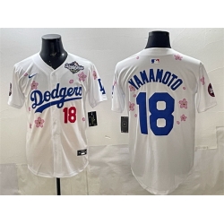 Men Los Angeles Dodgers 18 Yoshinobu Yamamoto White 2025 World Series Patch Tokyo Series Limited Stitched Baseball Jersey