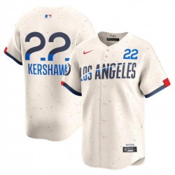 Men Los Angeles Dodgers 22 Clayton Kershaw Cream 2024 City Connect Limited Stitched Baseball Jersey