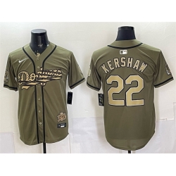 Men Los Angeles Dodgers  22 Clayton Kershaw Olive 2026 Armed Forces Day Stitched Baseball Jersey