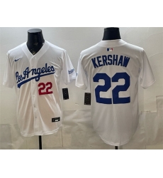 Men Los Angeles Dodgers  22 Clayton Kershaw White Alternate Stadium Stitched Baseball Jersey