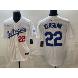 Men Los Angeles Dodgers  22 Clayton Kershaw White Alternate Stadium Stitched Baseball Jersey