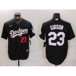 Men Los Angeles Dodgers 23 Kirk Gibson Black Cool Base Stitched Baseball Jersey 3