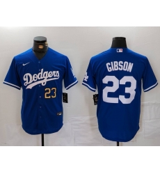 Men Los Angeles Dodgers 23 Kirk Gibson Blue Cool Base Stitched Baseball Jersey 3