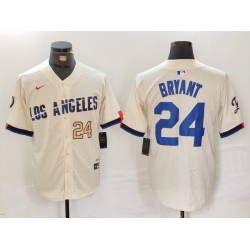 Men Los Angeles Dodgers 24 Kobe Bryant Cream Stitched Baseball Jersey 3