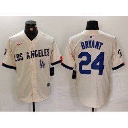 Men Los Angeles Dodgers 24 Kobe Bryant Cream Stitched Baseball Jersey 5