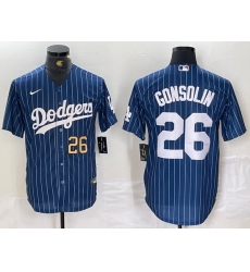 Men Los Angeles Dodgers 26 Tony Gonsolin Blue Cool Base Stitched Baseball Jersey 6