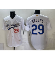 Men Los Angeles Dodgers 29 Tarik Skubal White 2026 Gold Collection Stadium Stitched Baseball Jersey Men Los Angeles Dodgers 29 Tarik Skubal White 2026 Gold Collection Stadium Stitched Baseball Jersey
