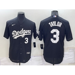 Men Los Angeles Dodgers 3 Chris Taylor Black Cool Base Stitched Baseball Jerseyys 