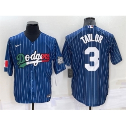 Men Los Angeles Dodgers 3 Chris Taylor Navy Mexico World Series Cool Base Stitched Baseball Jersey