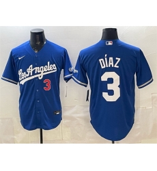 Men Los Angeles Dodgers  3 Edwin D%C3%ADaz Royal Alternate Stadium Stitched Baseball Jersey