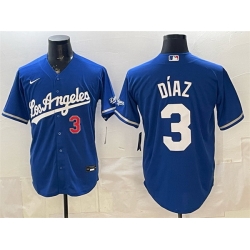 Men Los Angeles Dodgers  3 Edwin D%C3%ADaz Royal Alternate Stadium Stitched Baseball Jersey