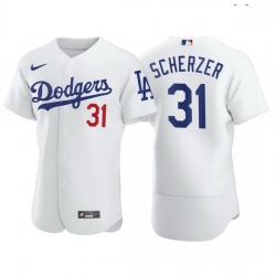 Men Los Angeles Dodgers 31 Max Scherzer Men Nike White Home 2020 World Series Champions Authentic Player MLB Jersey