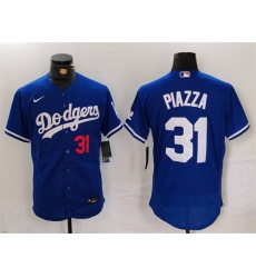 Men Los Angeles Dodgers 31 Mike Piazza Blue Flex Base Stitched Baseball Jersey