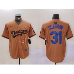 Men Los Angeles Dodgers 31 Tyler Glasnow Brown Cool Base Stitched Baseball Jersey 2