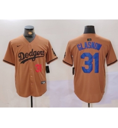 Men Los Angeles Dodgers 31 Tyler Glasnow Brown Cool Base Stitched Baseball Jersey 3