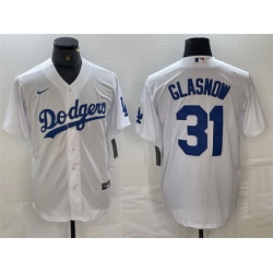 Men Los Angeles Dodgers 31 Tyler Glasnow White Cool Base Stitched Baseball Jersey