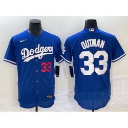 Men Los Angeles Dodgers 33 James Outman Blue Flex Base Stitched Baseball Jersey