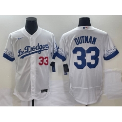 Men Los Angeles Dodgers 33 James Outman White City Connect Flex Base Stitched Baseball Jersey