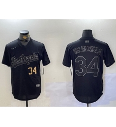 Men Los Angeles Dodgers 34 Black Cool Base Stitched Baseball Jersey 3