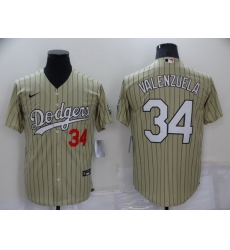 Men Los Angeles Dodgers 34 Toro Valenzuela Cream Cool Base Stitched jersey