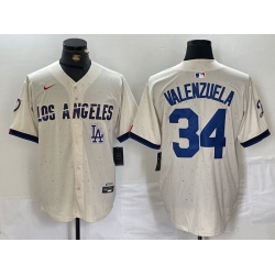 Men Los Angeles Dodgers 34 Toro Valenzuela Cream Stitched Baseball Jersey 3