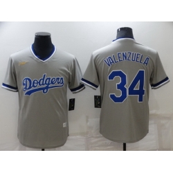 Men Los Angeles Dodgers 34 Toro Valenzuela Grey Stitched Baseball jersey