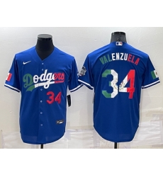 Men Los Angeles Dodgers 34 Toro Valenzuela Royal Mexico Cool Base Stitched Baseball Jersey