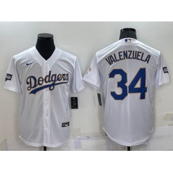 Men Los Angeles Dodgers 34 Toro Valenzuela White Gold Championship Cool Base Stitched Jersey