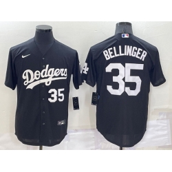 Men Los Angeles Dodgers 35 Cody Bellinger Black Cool Base Stitched Jerseyy