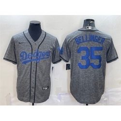 Men Los Angeles Dodgers 35 Cody Bellinger Grey Cool Base Stitched Jersey