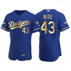 Men Los Angeles Dodgers 43 Edwin Rios Men Nike Authentic 2021 Gold Program World Series Champions MLB Jersey Royal