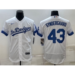 Men Los Angeles Dodgers 43 Noah Syndergaard White City Connect Flex Base Stitched Baseball Jersey