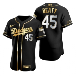 Men Los Angeles Dodgers 45 Matt Beaty Black 2020 World Series Champions Golden Limited Jersey