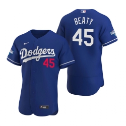 Men Los Angeles Dodgers 45 Matt Beaty Royal 2020 World Series Champions Flex Base Jersey