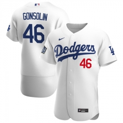 Men Los Angeles Dodgers 46 Tony Gonsolin Men Nike White Home 2020 World Series Bound Flex Base Player MLB Jersey