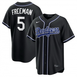Men Los Angeles Dodgers  5 Freddie Freeman 2026 Fashion Replica Black Out Stitched Baseball Jersey