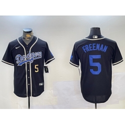 Men Los Angeles Dodgers 5 Freddie Freeman Black 2024 World Series Cool Base Stitched Baseball Jersey 7