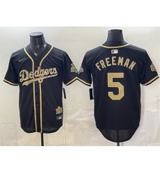 Men Los Angeles Dodgers  5 Freddie Freeman Black Military Appreciation Game Day Stitched Baseball Jersey