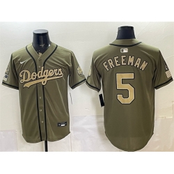 Men Los Angeles Dodgers  5 Freddie Freeman Olive 2026 Armed Forces Day Stitched Baseball Jersey