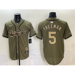 Men Los Angeles Dodgers  5 Freddie Freeman Olive 2026 Armed Forces Day Stitched Baseball Jerseys
