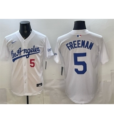 Men Los Angeles Dodgers  5 Freddie Freeman White Alternate Stadium Stitched Baseball Jersey