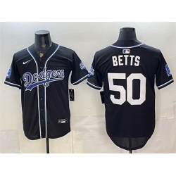 Men Los Angeles Dodgers  50 Mookie Betts B2B Champs 2026 Black Out Style Vapor Limited Stitched Baseball Jersey